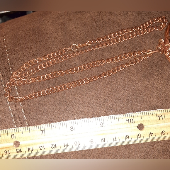 Artisan copper beaded wire pendant and necklace turquoise color beads - Picture 5 of 6